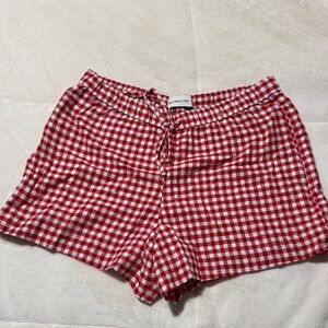 Abercrombie & Fitch Red Checkered High Waist Shorts